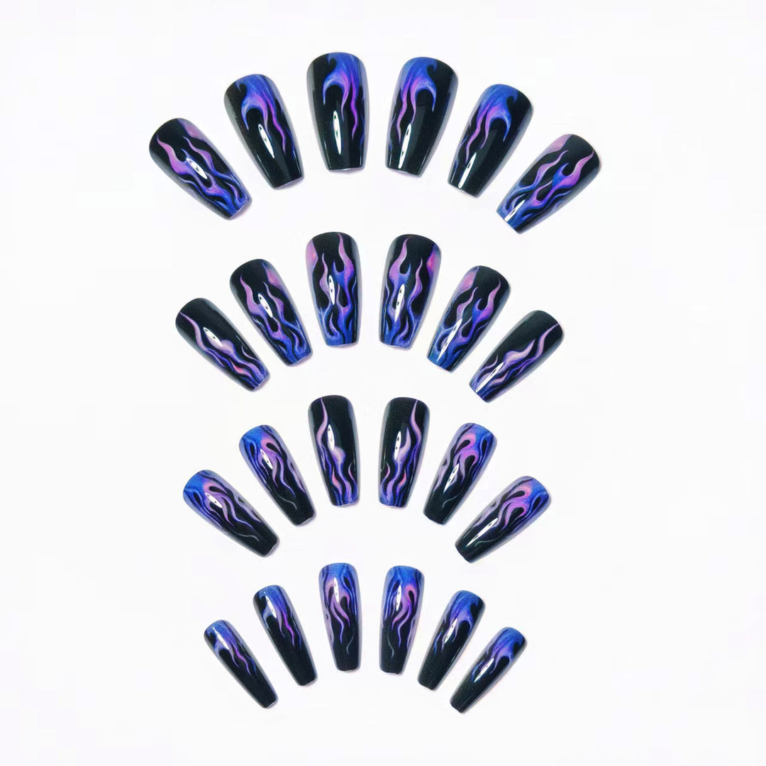 Artistic Flame-Patterned Nail Art Bowlift