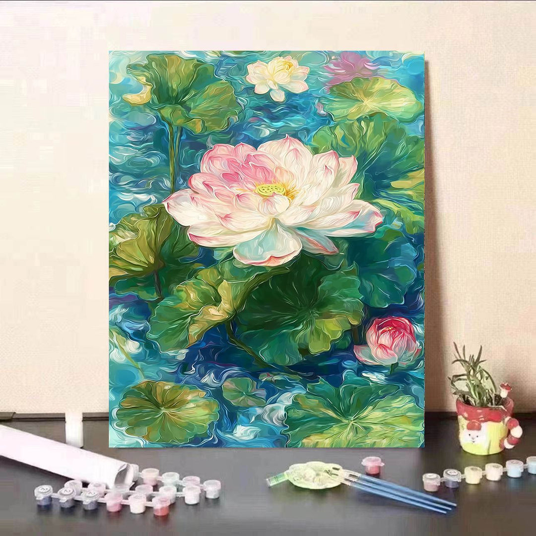 DIY Water Lily and Koi Fish Canvas Painting Kit Bowlift