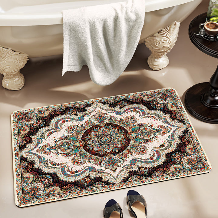 Vintage Floral Design Bath Mat Bowlift