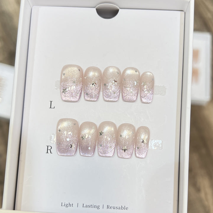 Starry Glitter Press-On Nail Set Bowlift