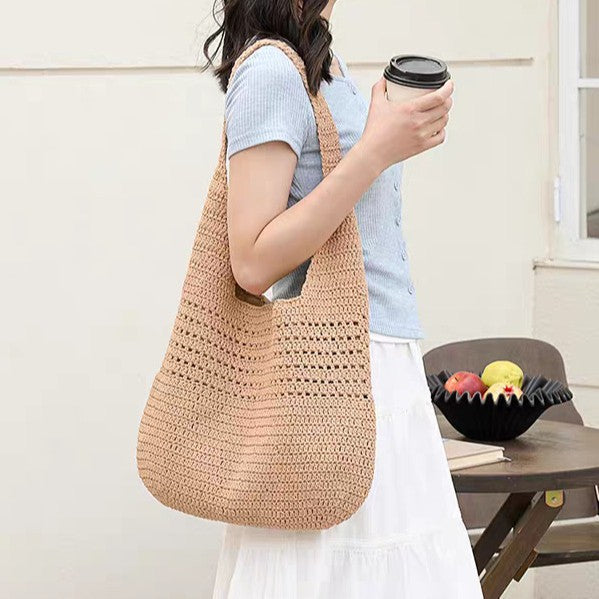 Handbag Made of Hand-Crocheted Natural Material Bowlift