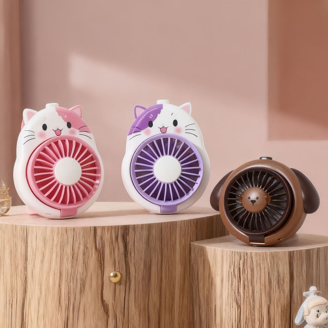 Ladies Hand Fan in playful dog design Bowlift