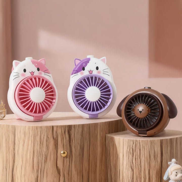 Ladies Hand Fan in playful dog design Bowlift