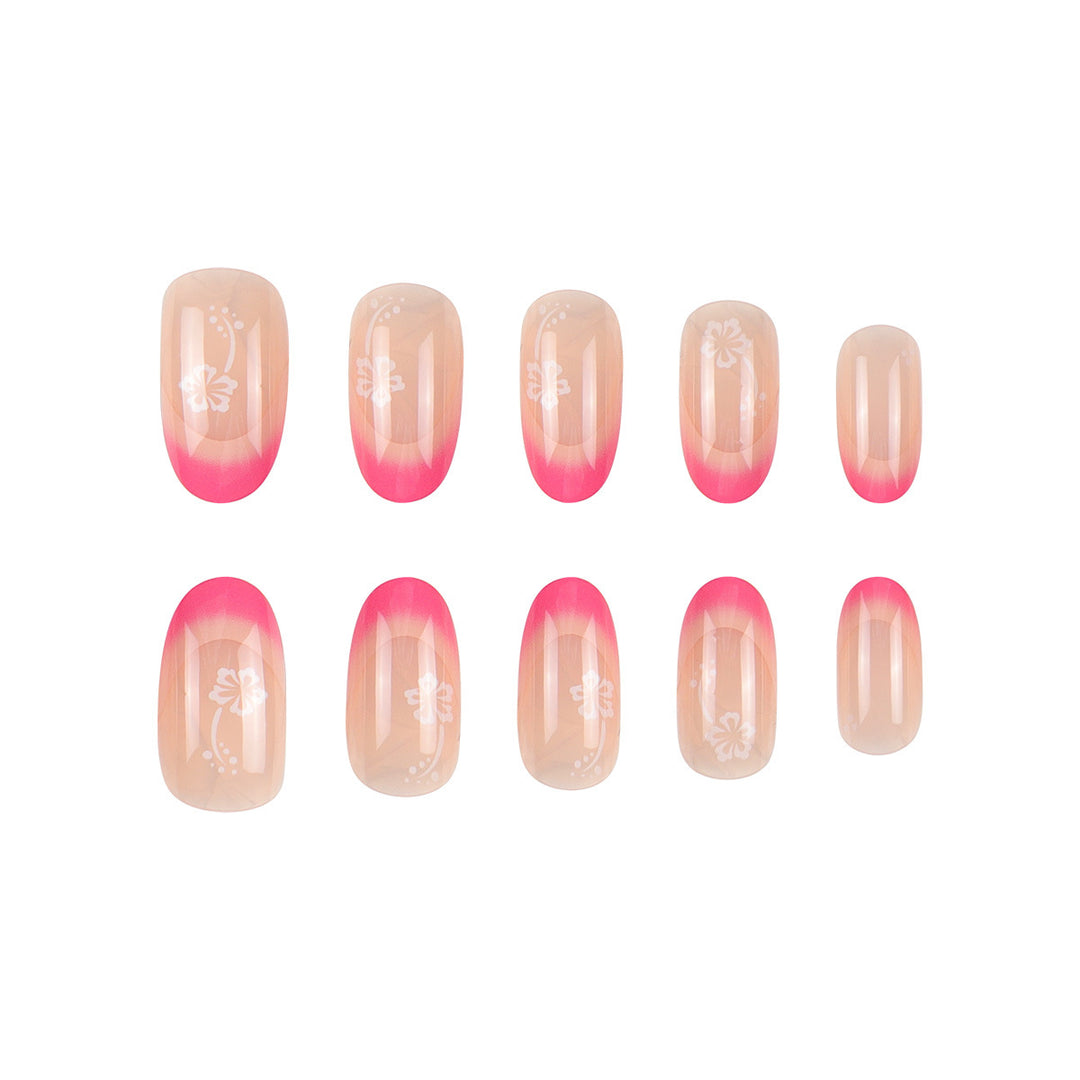 Floral French Tip Press-On Nails Bowlift
