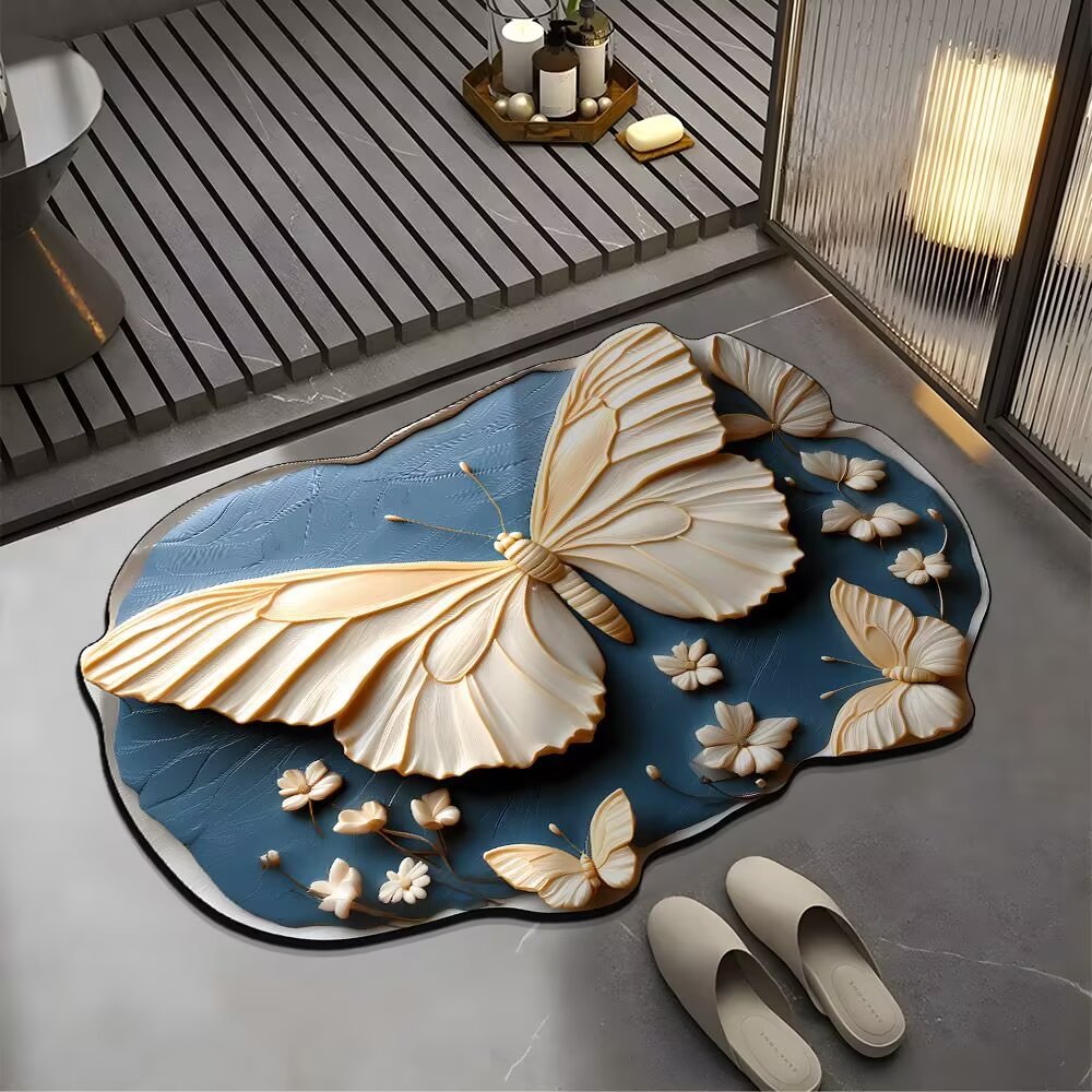 Decorative Butterfly Bath Mat Bowlift