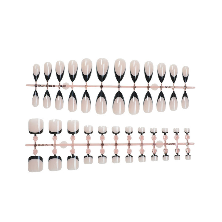 Stylish Press-On Nail Art Set with Elegant Gold Accents Bowlift