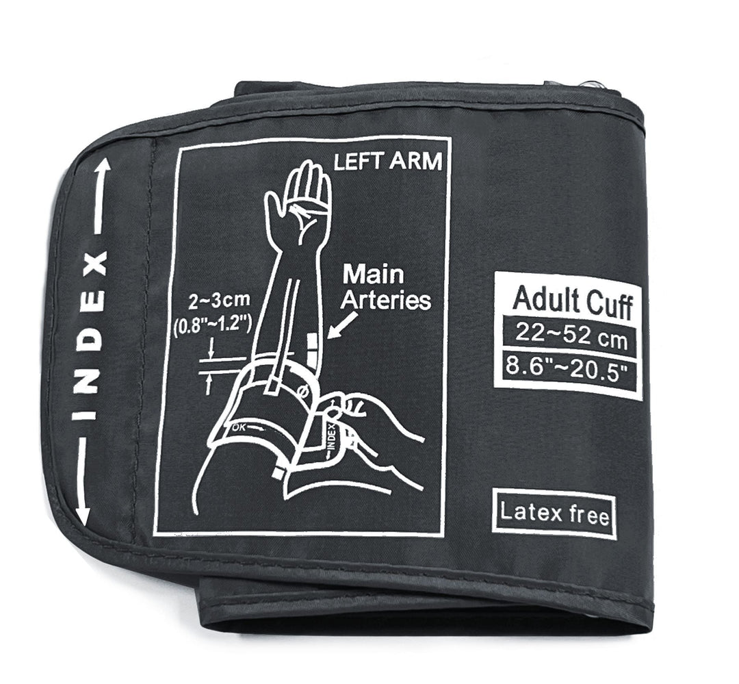 Adjustable adult upper-arm blood pressure cuff with latex free durable nylon sleeve Bowlift