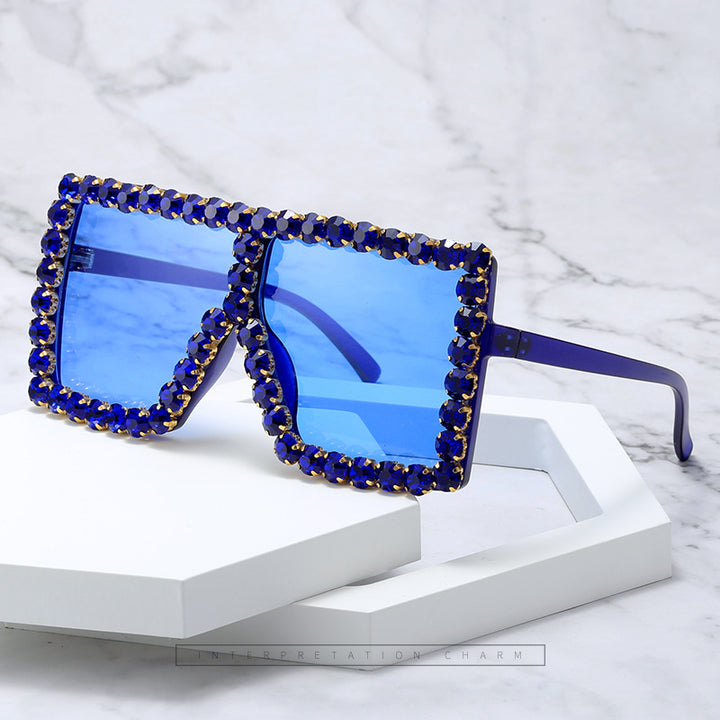 Women's striking square sunglasses with sparkling appliques Bowlift
