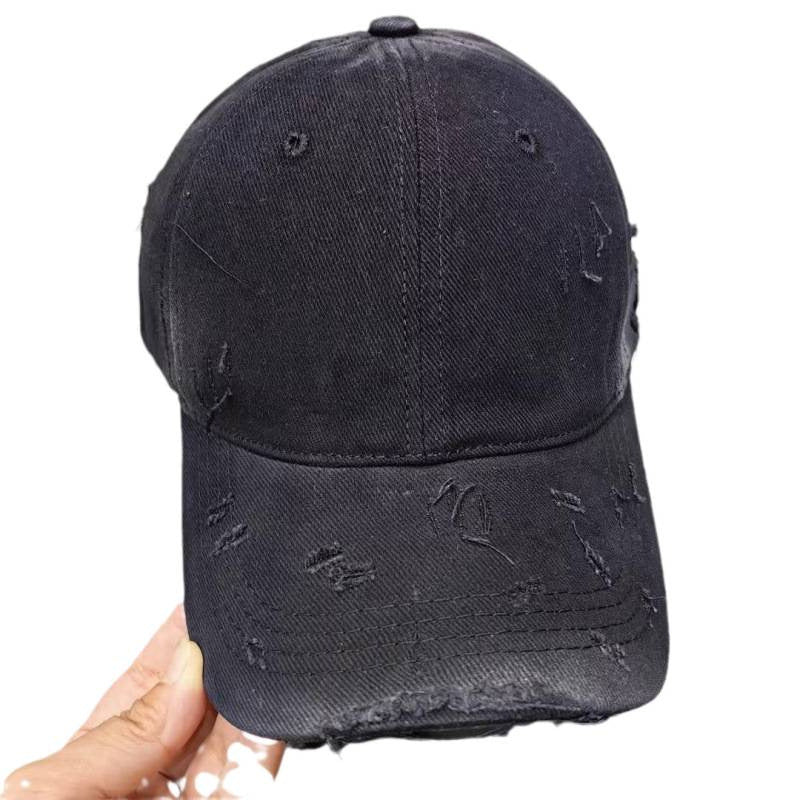 Men's Distressed Denim Baseball Cap Bowlift