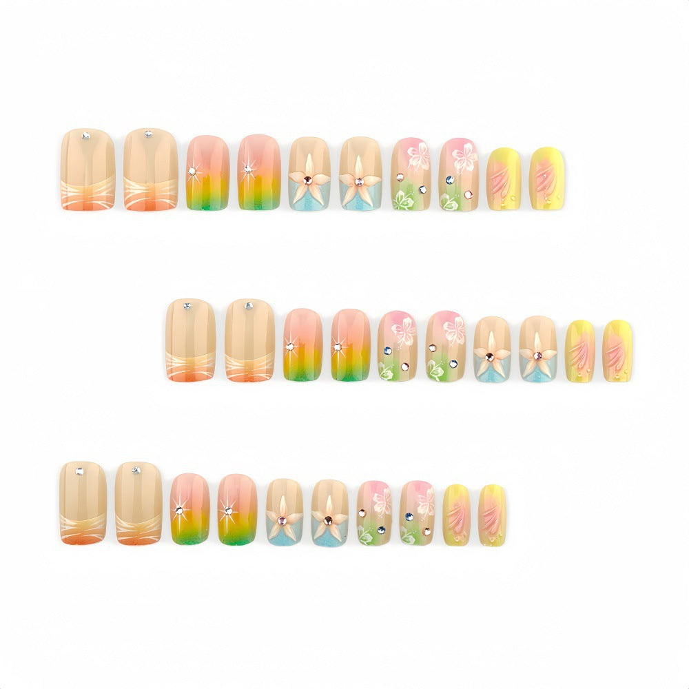 Artful Nail Tips with Floral Accents Bowlift