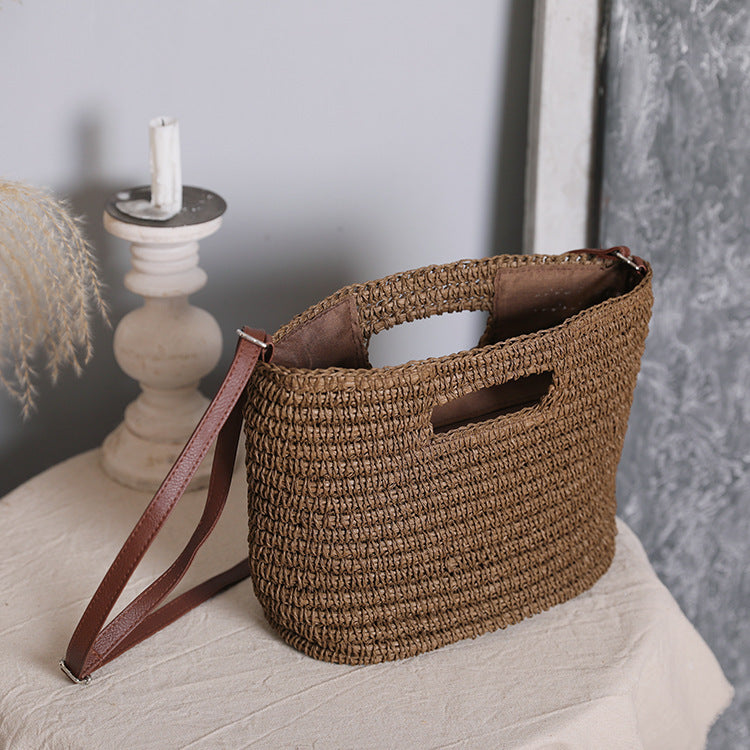 Handbag made of natural cotton with leather handle Bowlift