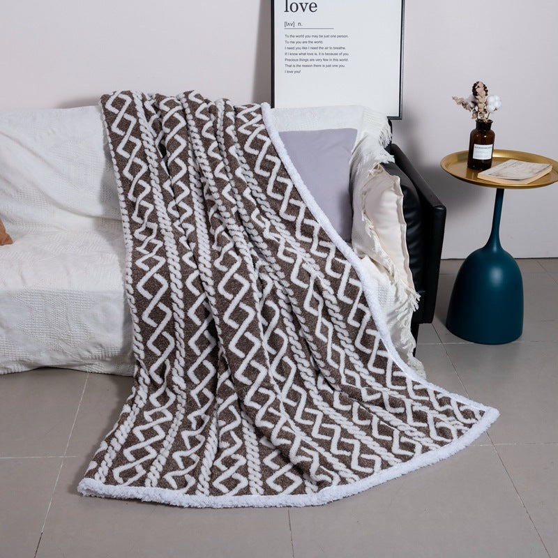 Women Cozy Reversible Blanket with Geometric Pattern Bowlift