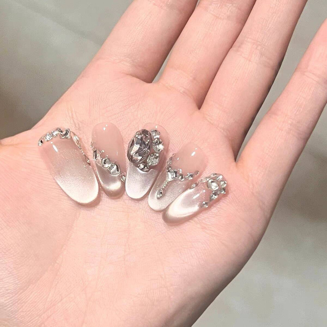 Elegant Crystal-Embellished Press-On Nail Extensions Bowlift