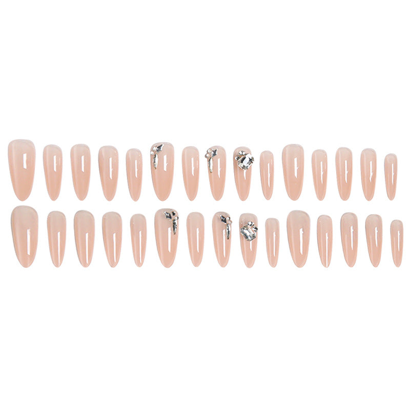 Glamorous and Elegant Artificial Nails with Crystal Accents Bowlift