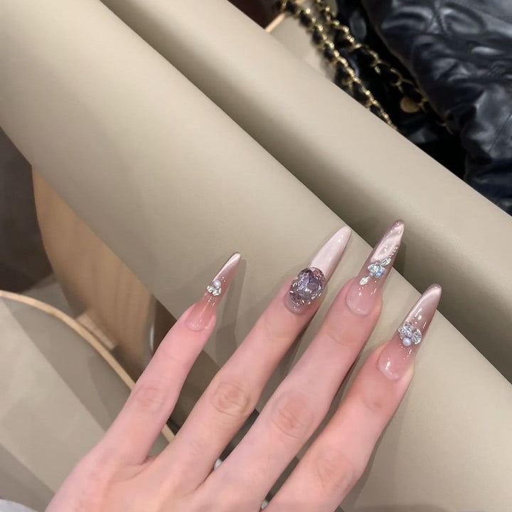 Crystal-Embellished Luxury Press-On Nails Bowlift