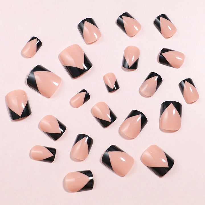 Elegant Black French Tip Press-On Nails Bowlift