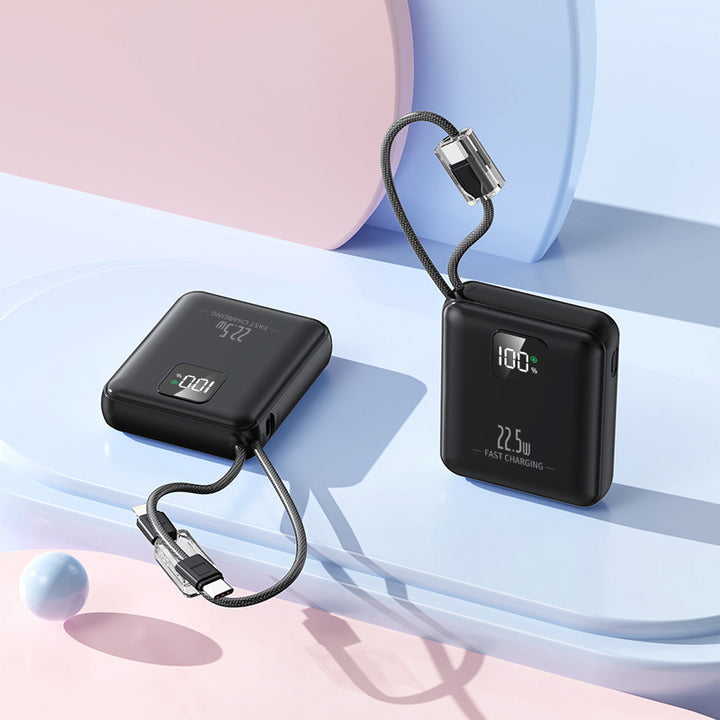 Slim power bank with integrated fast charging port and digital battery level indicator Bowlift