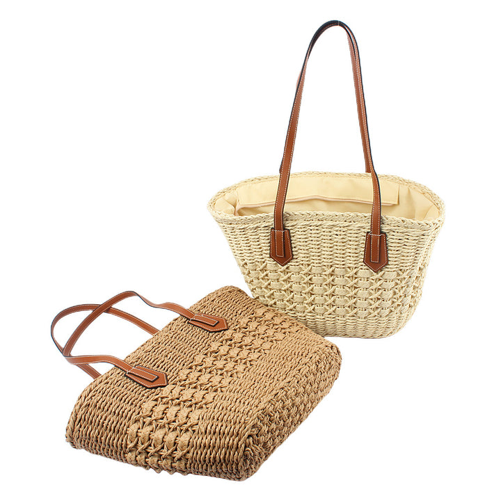 Braided tote bag with elegant faux leather handles Bowlift
