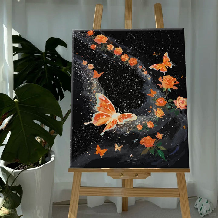 Colorful Butterfly and Floral Canvas Art Print Bowlift