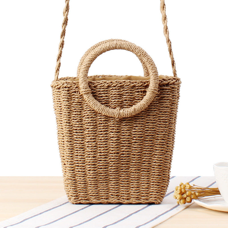 Handbag Made of Braided Natural Material with Round Handle Bowlift