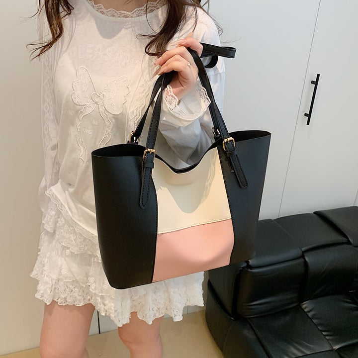 Versatile Color Block Tote Bag Bowlift