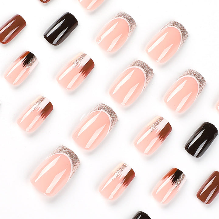 Elegant Artificial Nail Extensions with Ombre and Glitter Details Bowlift