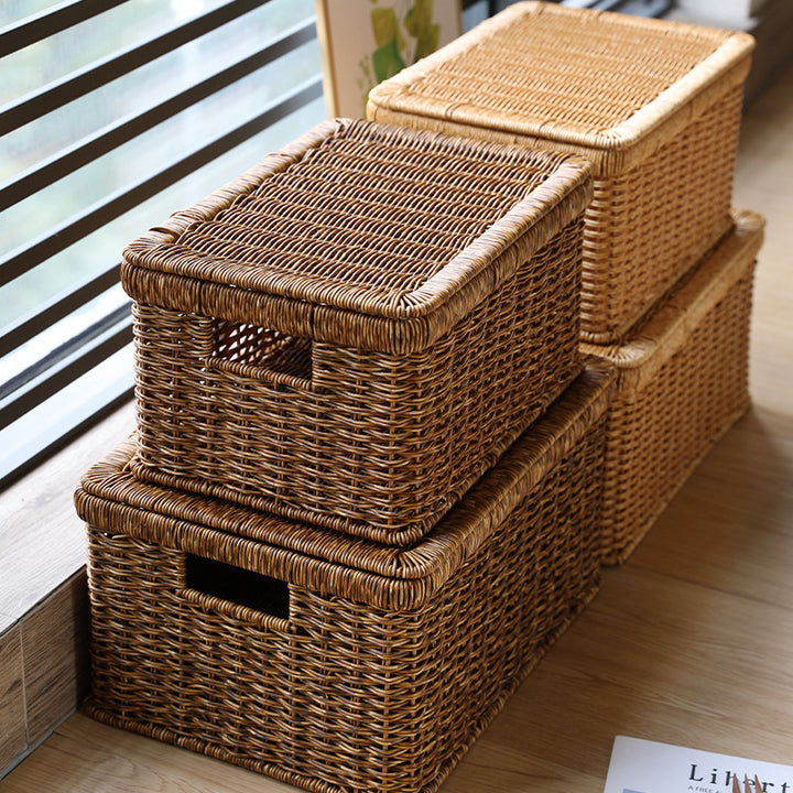 Unisex Rectangular Storage Basket with Decorative Lid Bowlift