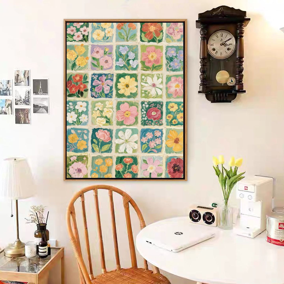 Colorful Floral Motif Canvas Art Print Bowlift