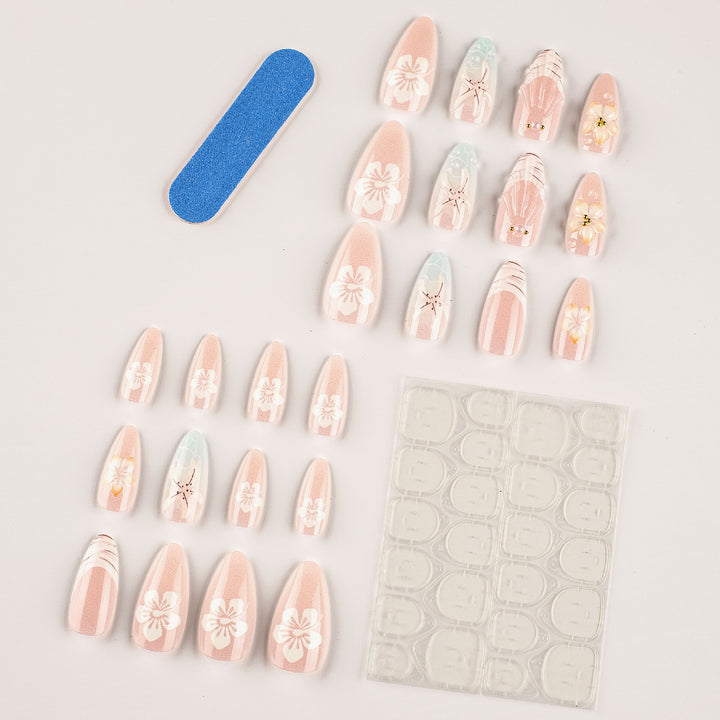 Artistic 3D Floral Press-On Nail Set Bowlift