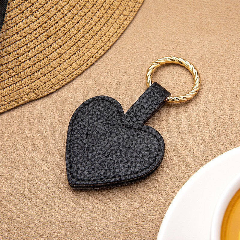 Heart-Shaped Leather Keychain Bowlift