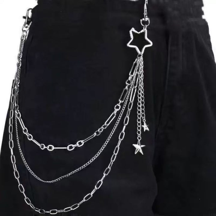 Fashionable chain belt with sparkling star pendant Bowlift