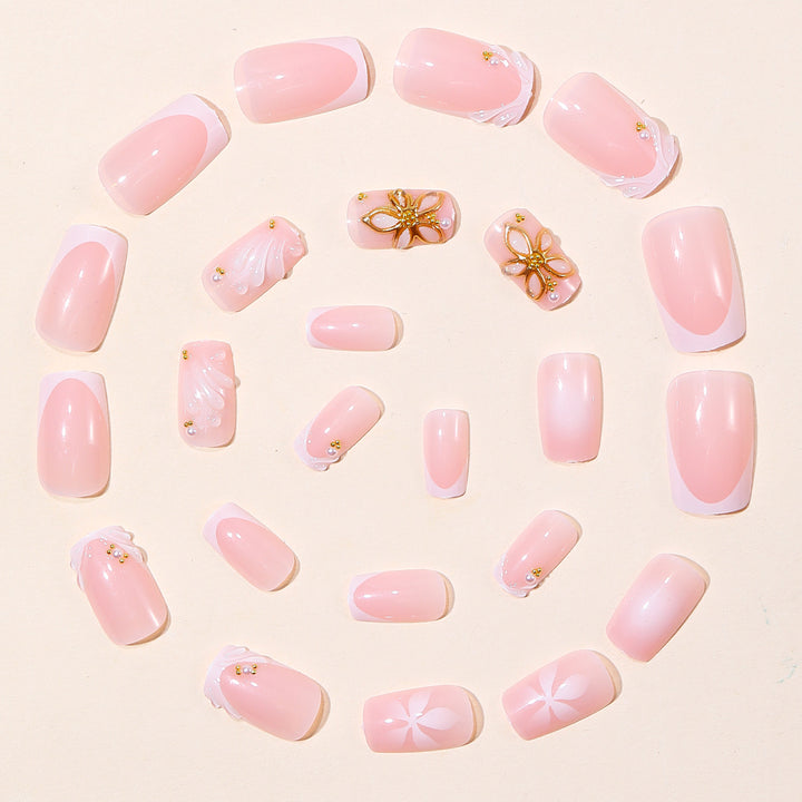 Elegant Floral Design Acrylic Nail Art Bowlift