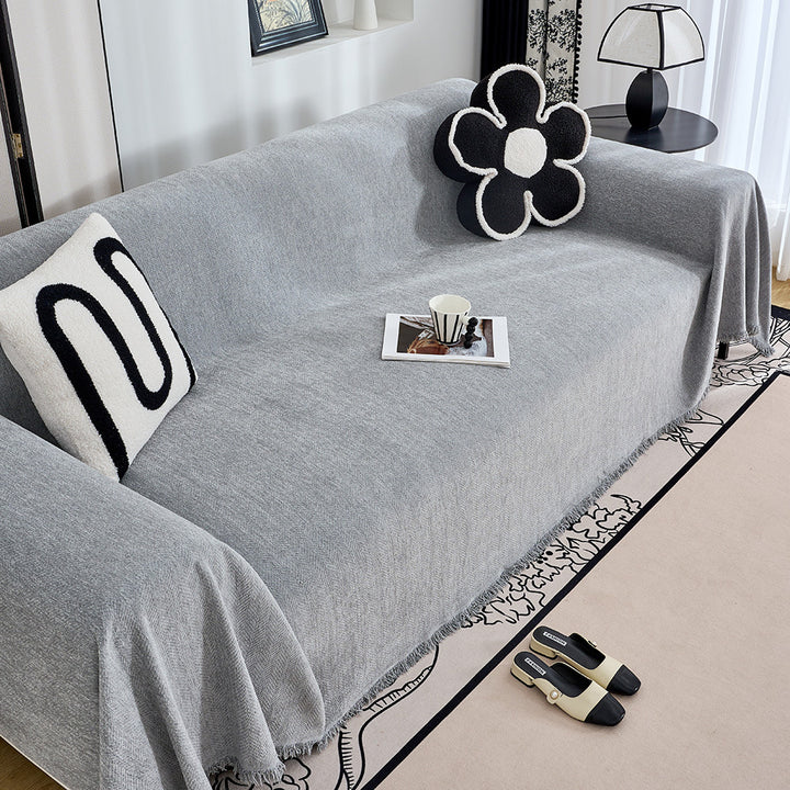 Textured Herringbone Pattern Sofa Throw Blanket