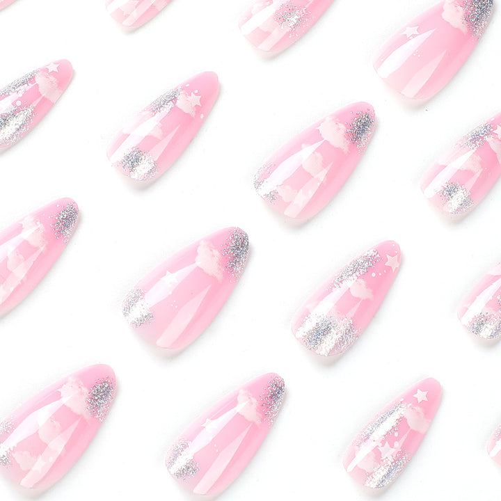 Artificial nails with cloud and star design Bowlift