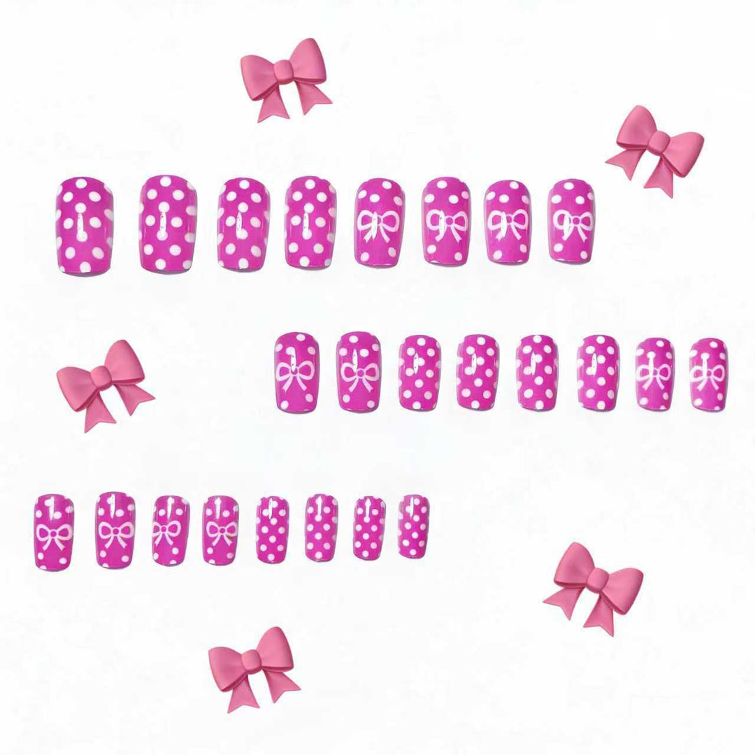 Stylish Polka Dot and Bow Nail Art Bowlift