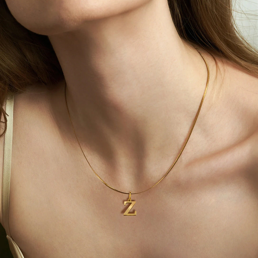 BowLift | Minimal Serif Letter Initial Herringbone Necklace
