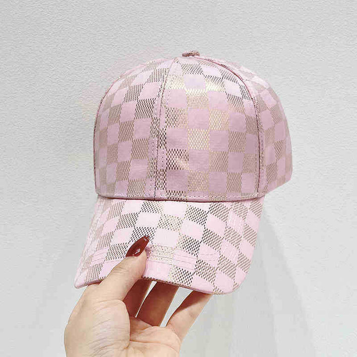 Women's Stylish Checkered Pattern Baseball Cap Bowlift