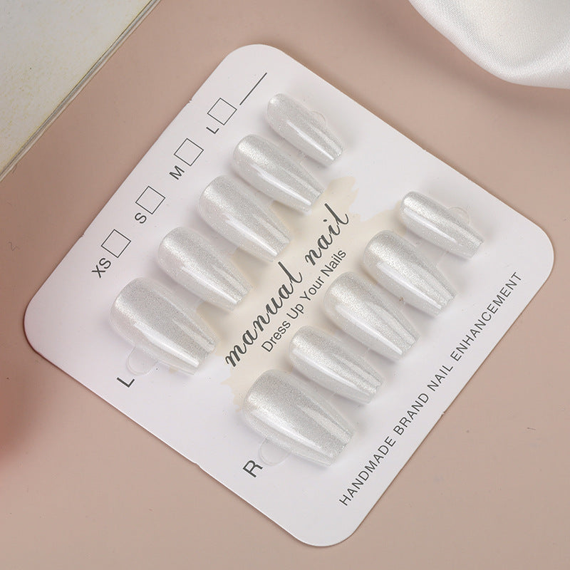 Iridescent Press-On Nail Set with Glitter Finish Bowlift