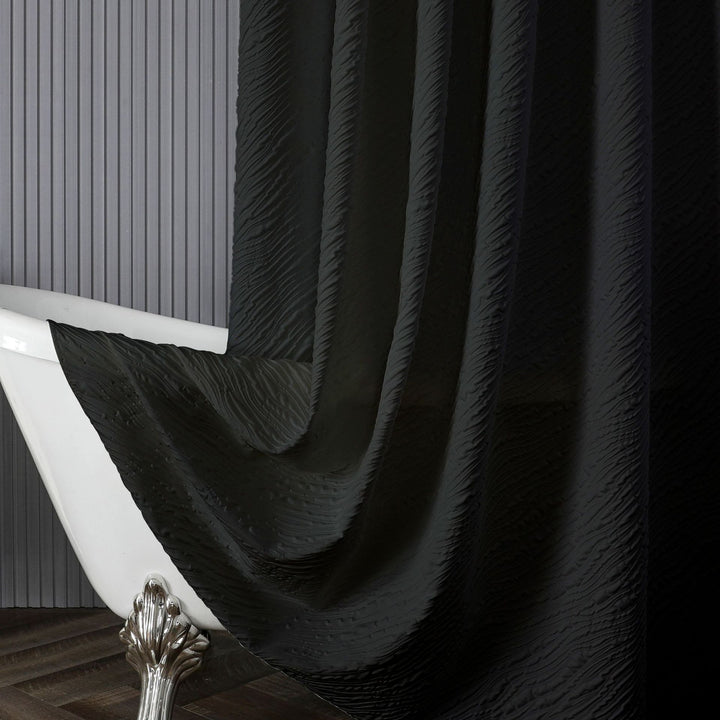 Textured Leaf Motif Shower Curtain Bowlift