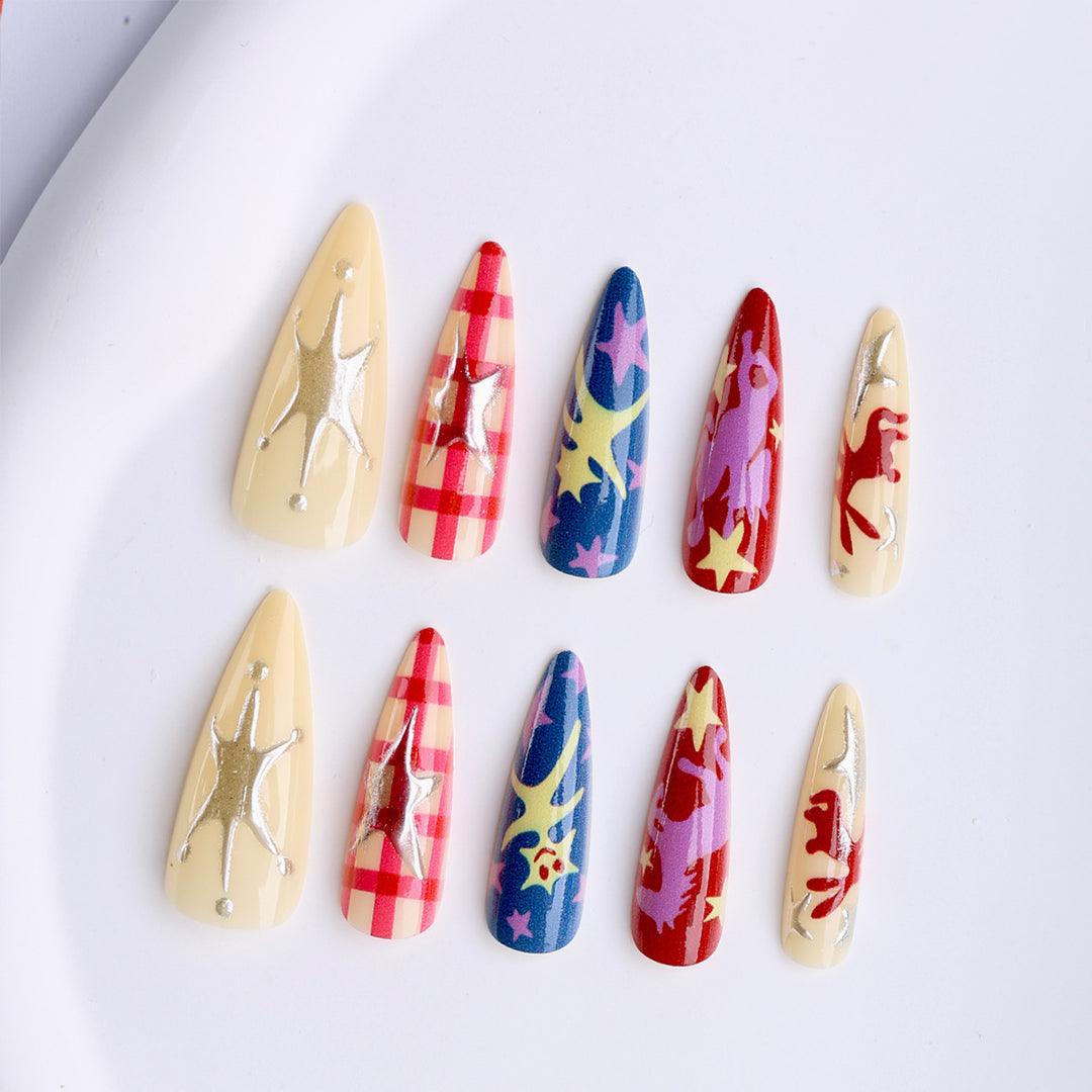 Artistic fake nails with Creative Pop-Art Design Bowlift
