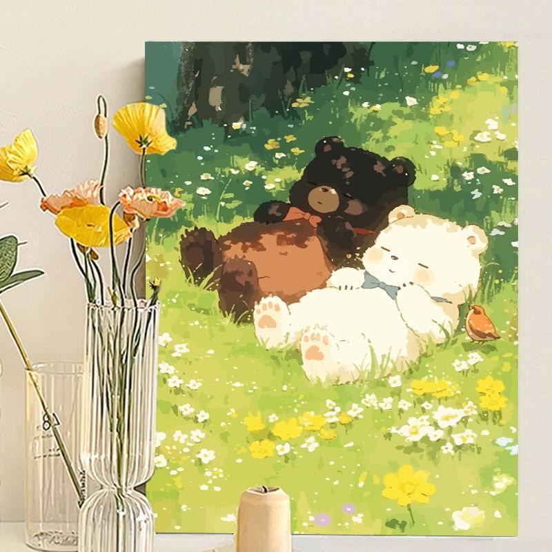 Cute Bear-Themed Art Canvas Print Bowlift