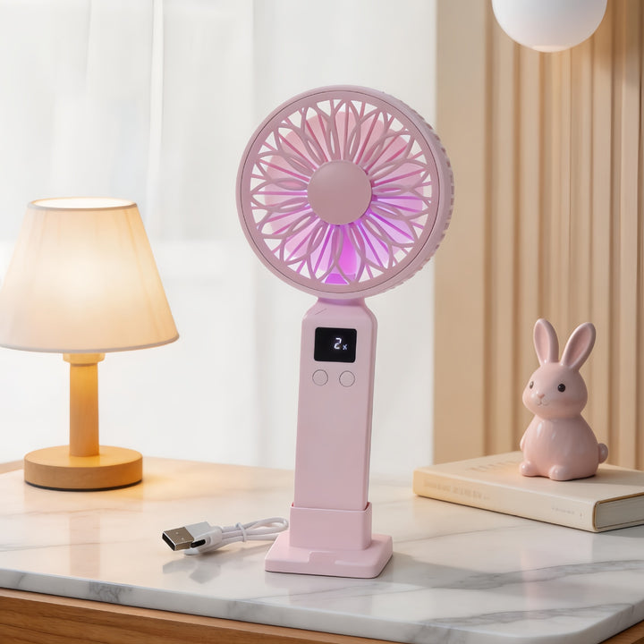 Women's Portable USB Fan with LED Display and Ergonomic Design Bowlift