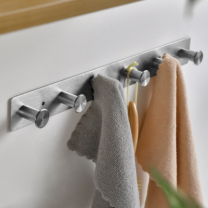 Wall-mounted stainless steel coat rack with five hooks Bowlift