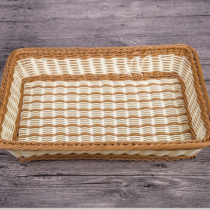 Unisex Rectangular Rattan Serving Basket Bowlift