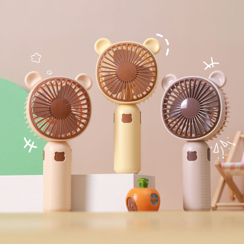 Unisex Portable Hand Fan with Cute Bear Design Bowlift