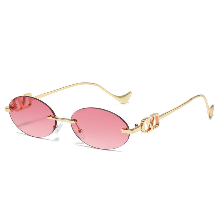 Stylish Oval Frame Sunglasses with Decorative Accents Bowlift