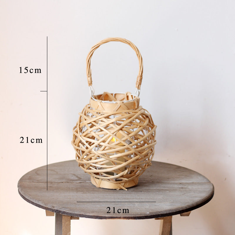 Decorative lantern made of woven natural material Bowlift