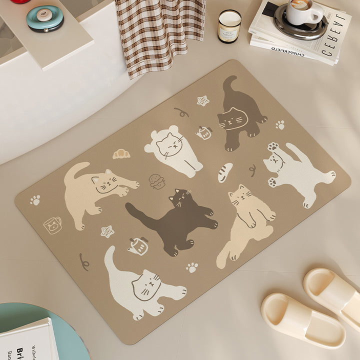 Playful Cat-Themed Bath Rug  1786983244
