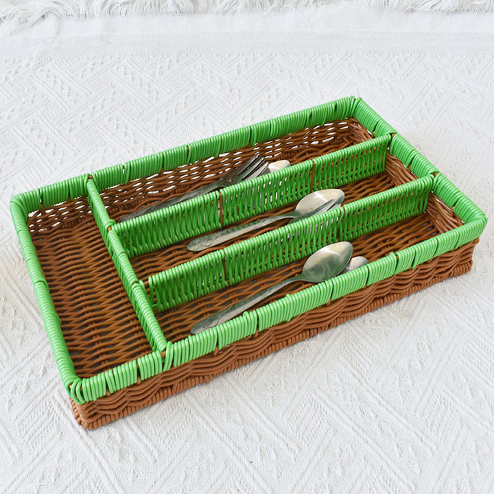 Stylish Multi-Compartment Woven Storage Organizer Bowlift