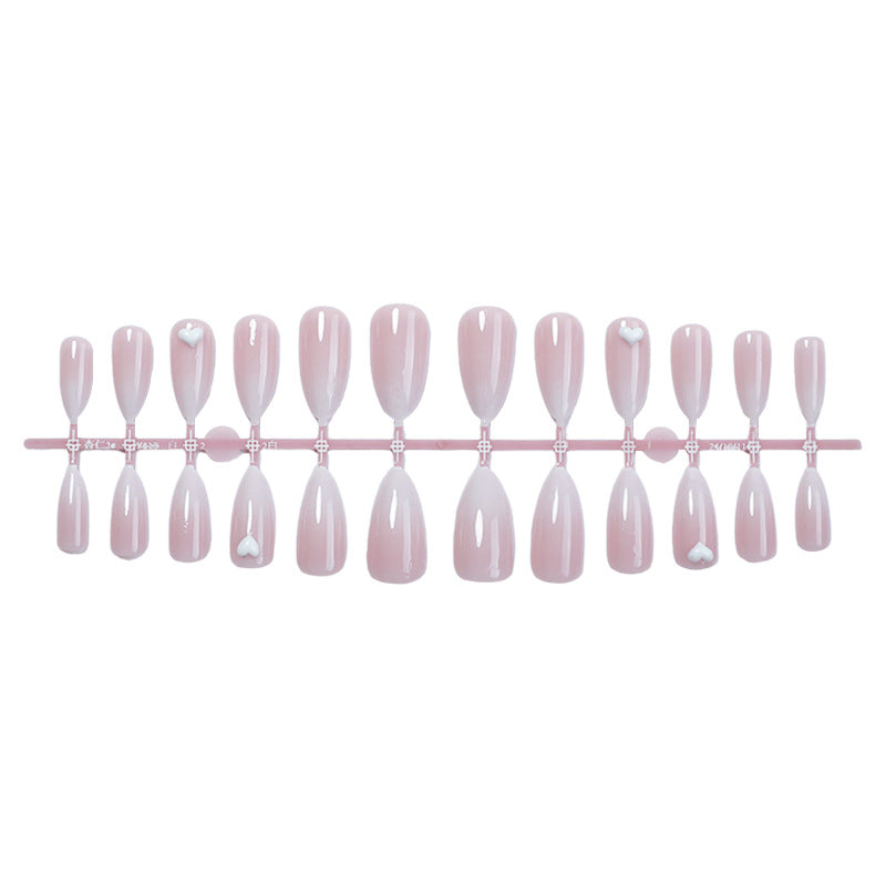 Elegant Press-On Nail Set with Heart Embellishments Bowlift